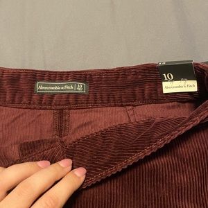 NWT A&F Corduroy Dark Red Button Skirt Size 10